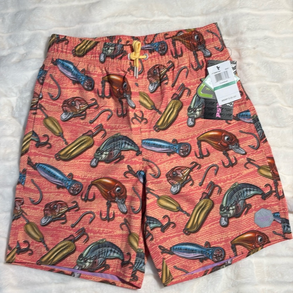 NWT! Psycho Tuna Kids Fishing Lure Swim Trunks